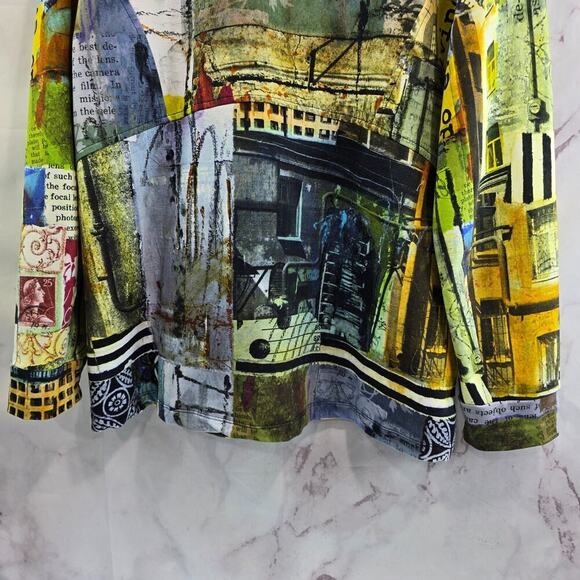 Dolcezza Jacket Women XXL Artsy Art To Wear Flecce Collar Photography Travel - Picture 8 of 13